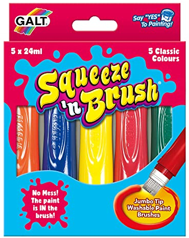 Galt Toys, Squeeze 'n Brush - Five Classic Colours, Brush Tipped Paint Pens, for Kids Age 3+