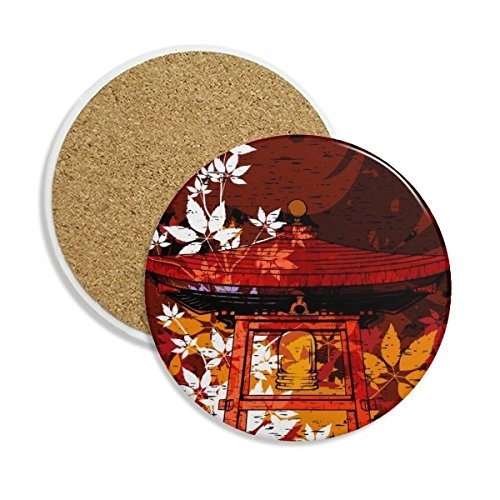 Japon Feuilles de style japonais Pavilion Pierre Boisson Céramique Dessous-de-verre pour mug Tasse cadeau 2 pcs