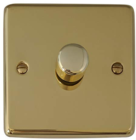 G&H CB511 Standard Plate Polished Brass 1 Gang 1 or 2 Way V-Pro LED Dimmer Switch
