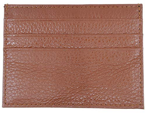 YEHMAN Porte Carte Marron Claire en Cuir de Vachette véritable 7 emplacements Carte de crédit Minimaliste Ultra Plat pour Veste, Pantalon …