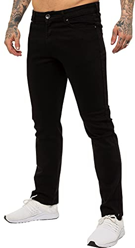 Enzo Mens Straight Leg Stretch Jeans Basic Work Denim Pants Big Tall All Waists