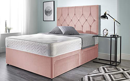 Bed Centre Ziggy Diwanbett mit Matratze, Kopfteil und ohne Schubladen, Pink, Small Double (120cm X 190cm)