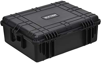 MEIJIA Portable Waterproof Protective Hard Case,Compact Camera Case with Customized Fit Foam Insert, Elegant Black (24.25”X19.41”X8.61”)