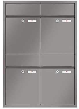 RENZ/Plan / 4er Unterputz-Briefkastenanlage Einbau-Briefkasten/RAL-Farbe 9007 Volumen 21 L/Dein-Briefkasten.de