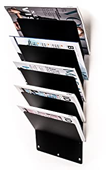 RHEINKANT TRIK Design Magazinhalter & Zeitschriftenhalter (5er Set Schwarz) für Wohnzimmer, Arztpraxen & Hotels. Als Prospektspender, Zeitschriftenhalter und Wandorganizer fürs Büro.
