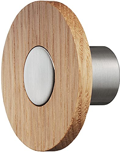 Gedotec Möbelknopf Holz Eiche und Metall zweifarbig | Schrankknopf Kleiderschrank | Lusine | Eiche lackiert | MADE IN GERMANY | Türknopf Küche | 1 Stück Möbel-Knauf rund inkl. Befestigungsmaterial