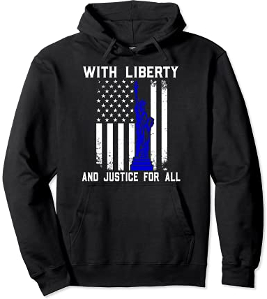 With Liberty & Justice for All Shirt,Statue of Liberty Flag Pullover Hoodie