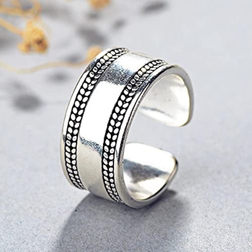 Silber Vintage Ring Einfache Breite 925 Silber Einstellbare Ringe Für Damen & Herren
