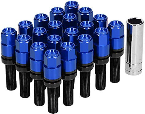 Radschrauben, M12x1,25 28mm Gewinde Radmuttern mit Hülse für Auto(Blau)
