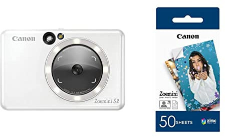 Canon fotocamera istantanea Zoemini S2 bianco perla + carta fotografica ZINK 50 fogli