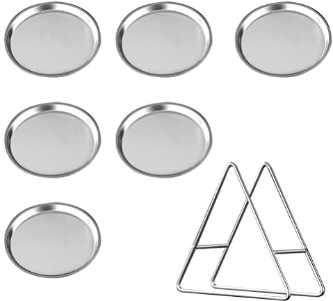 Happyyami 1 Set in Acciaio Inox Piccolo Dessert Ciotole Mini Preparazione Ciotole Impilate Pizzico Ciotole con Piatto Piatto Titolare Piattini di Immersione Infrangibile per Piatti Laterali