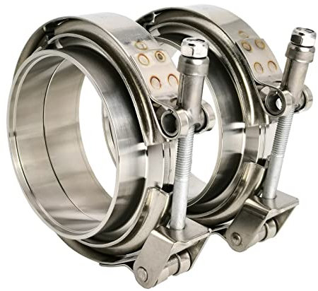 GaeaAuto 2 X 3 inch Quick Release V Band Clamp with Male Female Flanges 304 Stainless Steel for Turbo Downpipes, 2 Pack