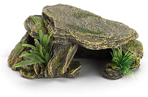 Rettili Nascondiglio Grotta, Tartaruga Nasconde Cave Grotte Di Pietra Rifugio Tartarughe Rampa Piattaforma Habitat Riparo Nascosta Resina Nascondi Roccia Per Rettile Rana Acquario Zoo Decorazione