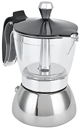 Cafetière Moka, Cafetière 4 Tasses en Acier Inoxydable Classique Italienne pour la Maison et le Camping, Cafetière à Induction pour Cuisinière à Gaz ou électrique