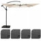 Oviala Parasol déporté 3x3m et 4 Dalles à remplir Aluminium Blanc