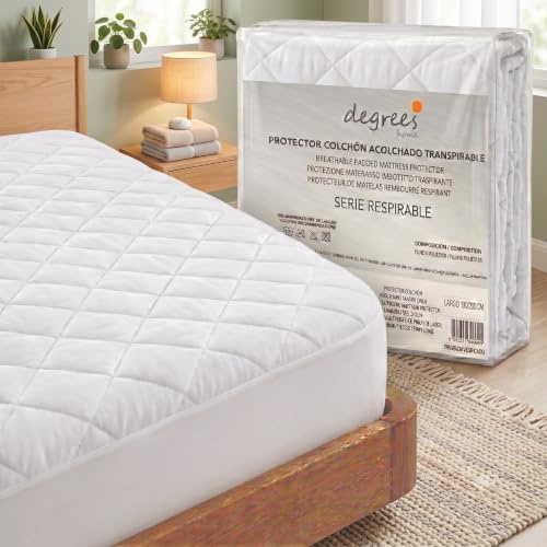 Degrees Home – 2basic – Matratzenschoner 160 x 190/200 – gepolstert – atmungsaktiv – wendbar – Matratzenbezug – Matratzenbezug – bis zu 32 cm hoch, Weiß
