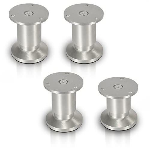 Gimisgu Aluminium Möbelfüße 4er Set,Runde Möbelfuß Sockelfuß,Höhe 100mm,Höhenverstellbar:15mm,Belastbar bis 250 Kg,Geeignet für Sofa, Bett, Nachttisch, Schrank