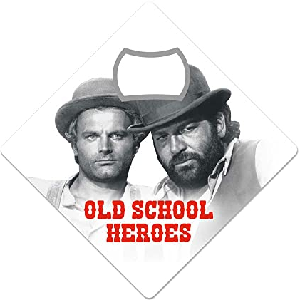 Bud Spencer und Terence Hill - MAGNETÖFFNER - FLASCHENÖFFNER - UNTERSETZER - OLD SCHOOL HEROES - 9X9 cm KMB02
