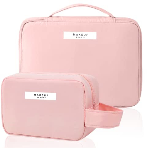 Kosmetiktasche Schminktasche Make Up Tasche Rosa Kulturbeutel Reise Cosmetic Bag Große Kapazität Tragbare mit Fächern Reisekosmetiktaschen Organizer für Maädchen & Damen (Rosa)