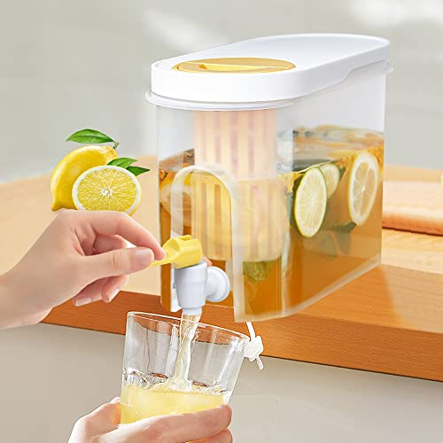 Corsehild 3.9L Drinks Dispenser Slim Fridge Beverage Dispenser Kettle Plastic Fridge Jug Drinks Chiller Large Ice Water Infuser Cold Buckets Desktop Water Container Tank with Tap for Fruit Juice Tea