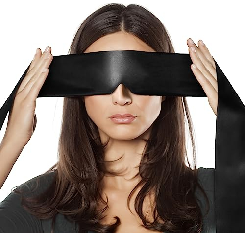 FRESHME Satin-Schlafmaske – bequeme Augenmaske für Damen und Herren, weich, Schatten für Nacht, Schlafen, Reisen, Meditation, reines Schwarz, Geschenk zum Jahrestag, Geburtstag, 160 cm