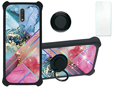 Aroepurt Hülle Für Nokia 2.3 hülle Kompatibel mit Nokia 2.3 Hülle Case Handyhülle Schutzhülle Cover [Mit 9H Härte HD Schutzfolie] PC + Silikon Ständer IMDH-WSS