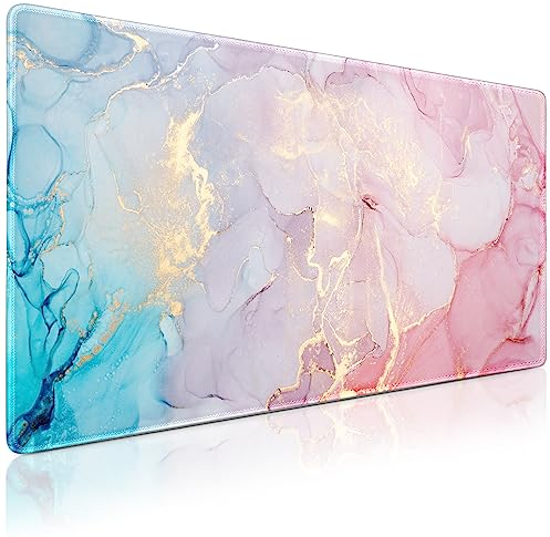 Acezeek Large Mouse Mat,Gaming Mouse Pad,900X400mm(35.4X15.7in) XXL Mousepad,Desk Protector Mat with Anti-Slip Base,Waterproof&Durable Mousemat for Gaming,Office,Home(Pink Blue)