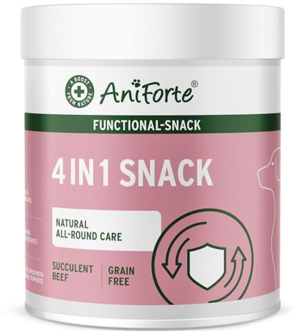 AniForte 4in1 Snack för hundar 300 g - Naturlig helhetsvård för leder, immunförsvar, matsmältning, päls och hud, mage och tarmar, spannmålsfri, beprövad med grönläppad musselpulver, inulin, nypon