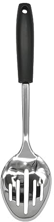 Fackelmann INITIAL Slotted Spoon, Stainless Steel Kitchen Utensil, Heat-Resistant Plastic Handle for Serving, Draining, Mixing & Stirring, Home & Professional, Large Scooping Cooking Spoon, 32cm