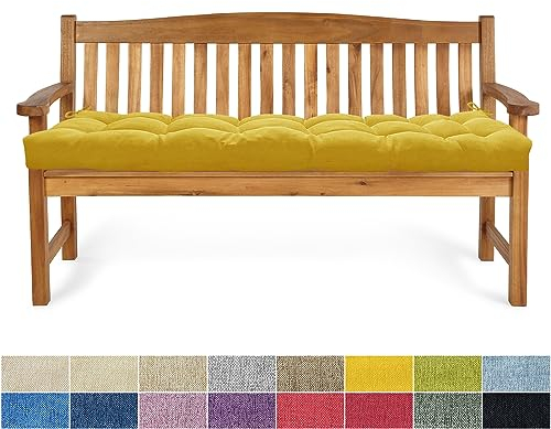 PHUSTJKL Bankauflage Bankkissen 110X50X6CM Sitzkissen für Bank rutschfeste Bankpolster Gartenbankkissen Rückenkissen Schaukel Stuhlkissen für Outdoor/Indoor Gartenmöbel Terrasse-Gelb