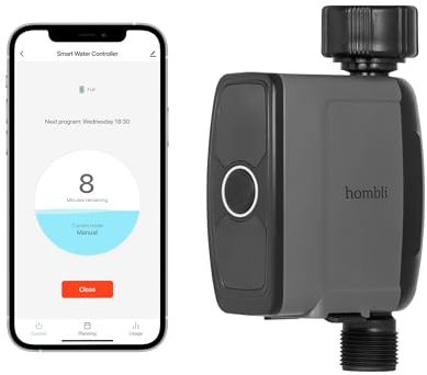 Hombli Smart Bluetooth Wassercontroller für automatische Garten-Bewässerung mit App-Steuerung, Zeitplanfunktion, batteriebetrieben, 2 Modi