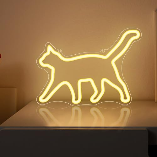 CoolGift Mart Katze Neon-Schild, Katze Lampe Wanddekoration, dimmbare Geburtstagsfeier Dekorationen für Haus, Terrasse, Garten, Restaurants, Hotels, Geschäfte, Vereine, Niedliche Geschenk für Freunde
