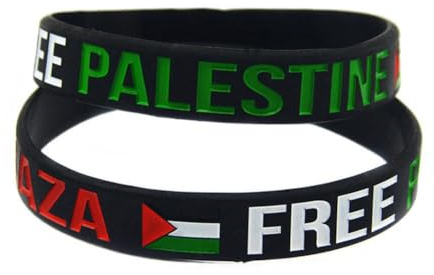XIAOBAN Armband mit Palästina-Flagge, Silikon, Schwarz, Weiß, Grün, Rot, unterstützt Palästina, rette Gaza, Silikon, Armband, Unisex, Modern, Einfacher Haken, Standardgliederkette, 20 cm, 1 Stück