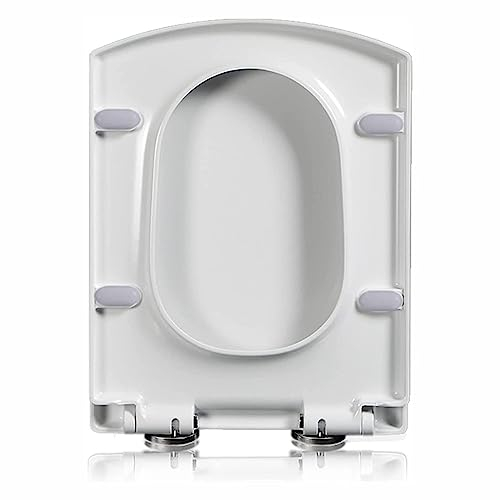 TISTIK WC Sitz Eckig, Toilettendeckel Mit Absenkautomatik Rechteckig, Schnellverschluss, Klodeckel Abnehmbar Quadratisch, Toilettensitz Viereckig, Klobrille Aus Polypropylen,03B