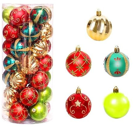 30 Stück Weihnachtskugeln, lustige Weihnachtskugeln, Ornamente, 5 Kugeln, hängende Kugeln, Weihnachtsbaumschmuck, Anhänger, Weihnachtsgeschenke (D)