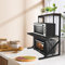 HUOLE Scaffalatura Mobile Scaffale Porta Spezie Microonde Struttura in Metallo con 2 Ripiani Mensole in Legno Organizer Mensola Porta Utensili Strumenti Cucina Design Moderno-65 * 54 * 30 cm-nero