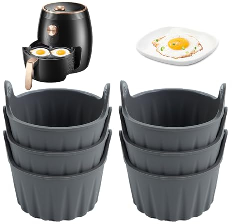 Qivine 6 Pezzi Stampi in Silicone per Dolci, Antiaderente Pirottini per Friggitrice Ad Aria, Riutilizzata Rotondi Stampi per Muffin, Forni Accessori per Dolci, Cupcake, Uova Da Colazione