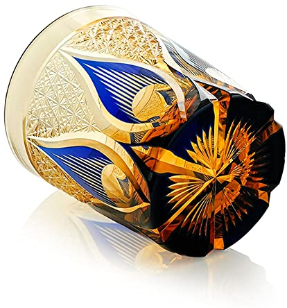 Tasse à Eau en Verre de Cristal tchèque de Bohême, Teinte Bleue délicate, Style Japonais – 255,1 g – Coffret Cadeau élégant