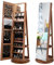 COSTWAY Schmuckschrank mit LED, Spiegelschrank 360° drehbar, mit rahmenlosem Ganzkörperspiegel, Schmuck-Organizer abschließbar, Schmuckaufbewahrung (Braun)