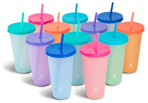 Manna Wiederverwendbares Tassen-Set mit Farbwechsel, 680 ml, 24-teilig, tonal
