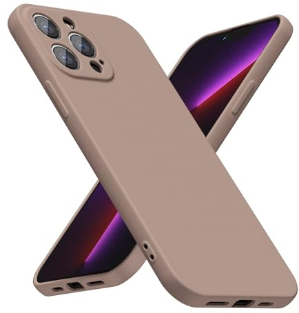 LoeoeL for iPhone 13 Pro Phone Case Silicone, Minimalist Ultra Thin Slim Soft Rubber Gel Solid Color Matte TPU Cute Case for Women Men, Girly Plain Aesthetic Design & Camera Cover, Brown Fall