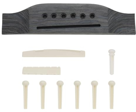 eMagTech Set mit 10 Stück Akustikgitarren-Steg-Set 6-saitige Gitarren-Steg-Gitarren-Stiftmutter Brückenstifte mit Gitarren-Steg-Sattelmutter-Zubehör-Ersatz