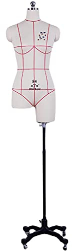 Pinnable XXL-Schneiderpuppe für Damen, zum Nähen von Design-Kleidung, weiß, abnehmbare rollende Frau, verstellbare Schneiderpuppe, Schaumstoff-Innenseite (Größe: L)