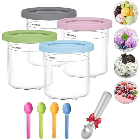 VHV Bacs À Crème Glacée pour Ninja Creami, Récipients À Crème Glacée Avec Couvercles, Pot Glace Réutilisables, Boîtes À Crème Glacée, Sans BPA Et Lavables Au Lave-Vaisselle (Ensemble de 9 pièces)