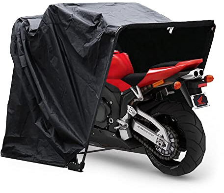 Motorrad Garage, Wasserdichtes Universal Faltgarage Motorrad Zeltgarag mit Tragetasche, Garagenzelt, Carport, Fahrradgarage, Lagerzelt, Gerätehaus, Allzwecküberdachung, Schwarz