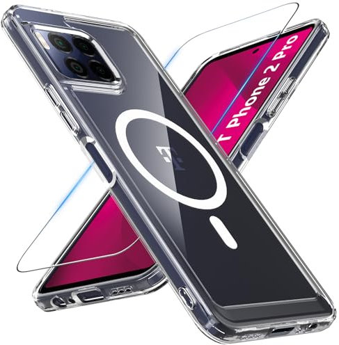 Kuaguozhe Für Telekom T-Mobile T Phone 2 Pro/REVVL 7 Pro 5G Hülle mit Schutzfolie, [Nie Vergilbung] Transparent Handyhülle