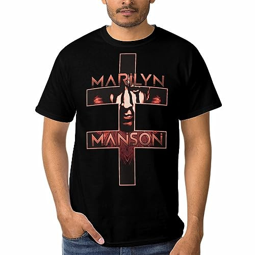 Viplili Marilyn Music and Manson - Camiseta de manga corta unisex con cuello redondo para hombre, Negro, 46