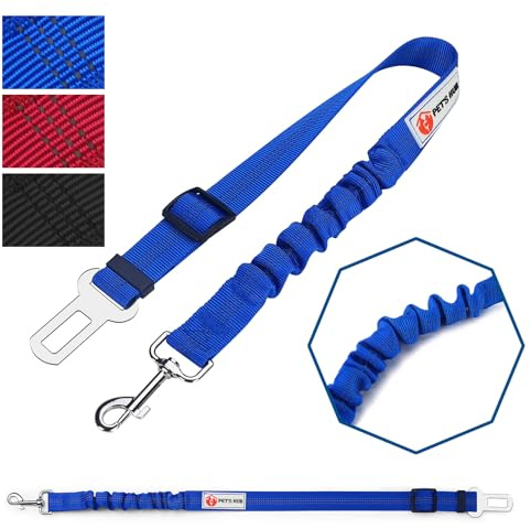 PET'S HUB Sicherheitsgurte für Autos, hohe Sichtbarkeit, verstellbare Nylon-Leine, Auto-Sicherheitsgurt, Hundegeschirr, Sicherheitsgurt, Hunde-Sicherheitsgurt, 2 Stück (Blau)