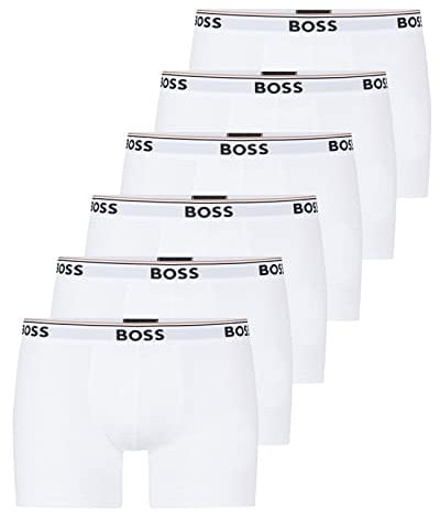 BOSS Herren Power Long Boxer Unterhosen Cotton Stretch 6er Pack, Farbe:Weiß, Wäschegröße:2XL, Artikel:-100 White