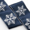 Italian Options 63mm Wide Christmas Ribbon - Navy Satin Silver Glitter Snowflakes (10 Mtr/Wired Edge)